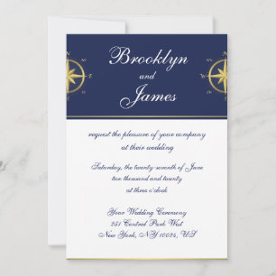 Invitations de mariage nautique Gold Compass