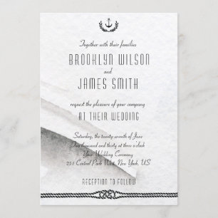 Invitations De Mariage Nautique Gris Et Blanc