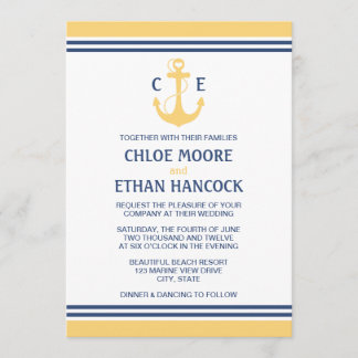 Invitations De Mariage Nautique Jaune