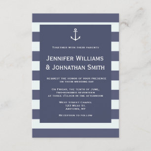 Invitations de mariage nautique moderne de la Mari