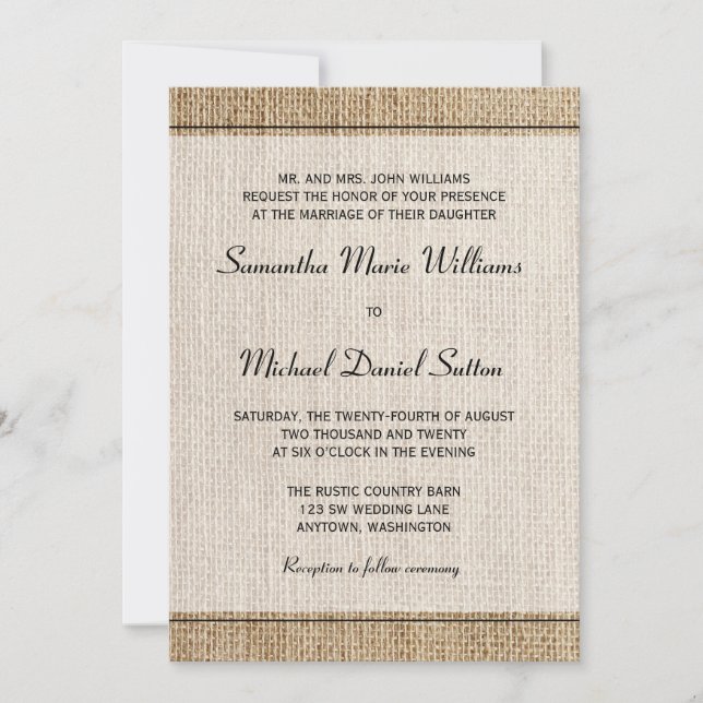 Invitations de mariage noir à la frontière de Burl (Devant)