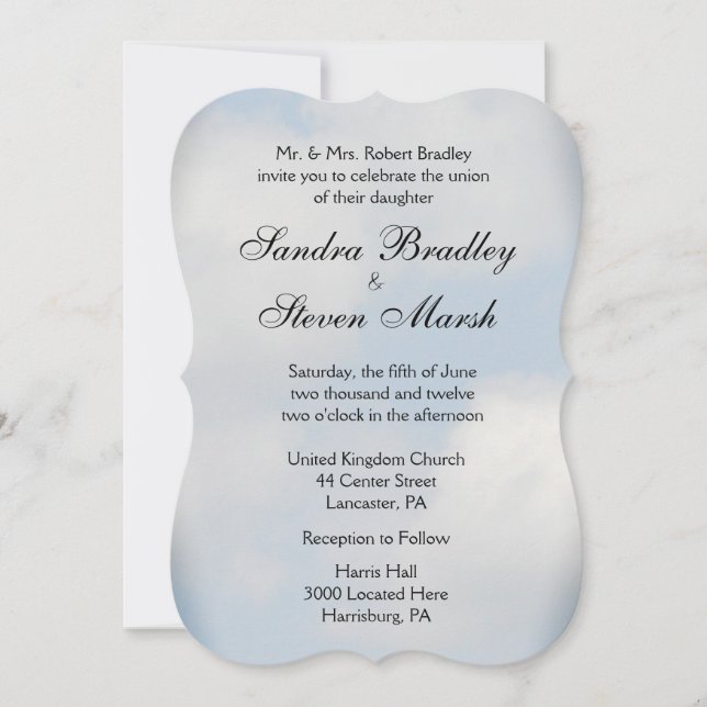 Invitations de mariage nuage (Devant)