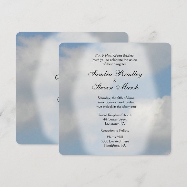 Invitations de mariage nuage (Devant / Derrière)