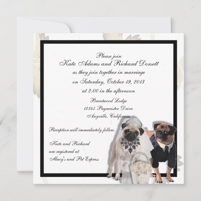 Invitations de Mariage ou d'anniversaire personnal (Devant)