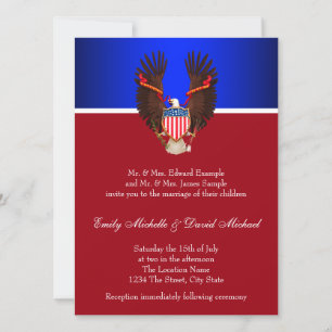 Invitations de mariage patriotique rouge, blanc et
