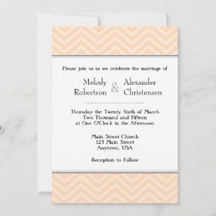 Invitations de mariage Peach Chevron