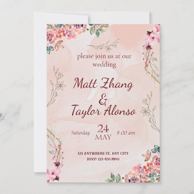 Invitations de mariage personnalisées élégantes (Devant)
