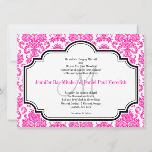 Invitations de mariage personnalisées Hot rose Dam