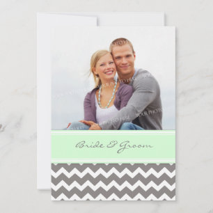 Invitations de mariage photo Gray Mint Chevron
