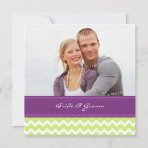 Invitations de mariage photo Lime Plum Chevron