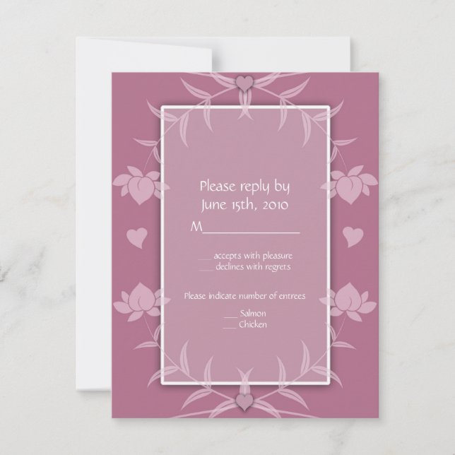 Invitations de mariage Pink Floral RSVP Notes (Devant)