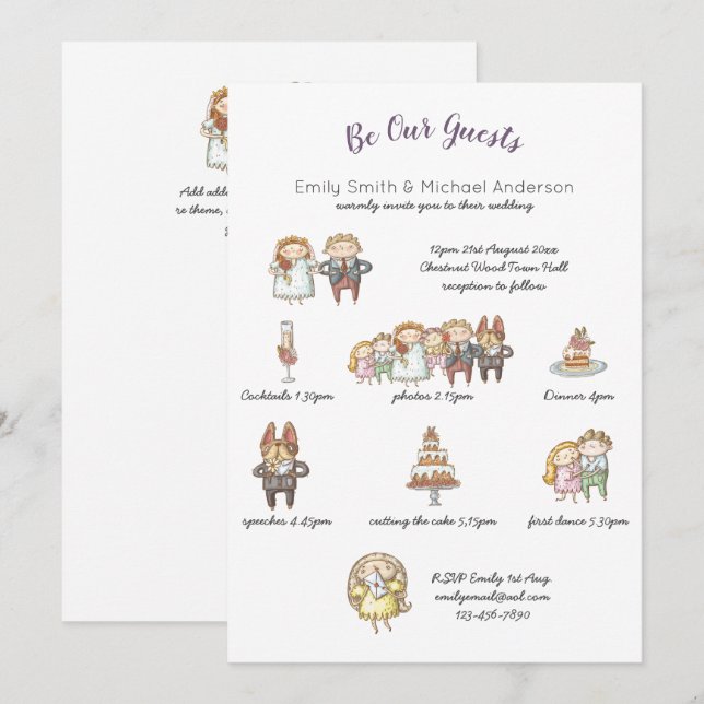 Invitations de mariage pour animaux capricieux (Devant / Derrière)