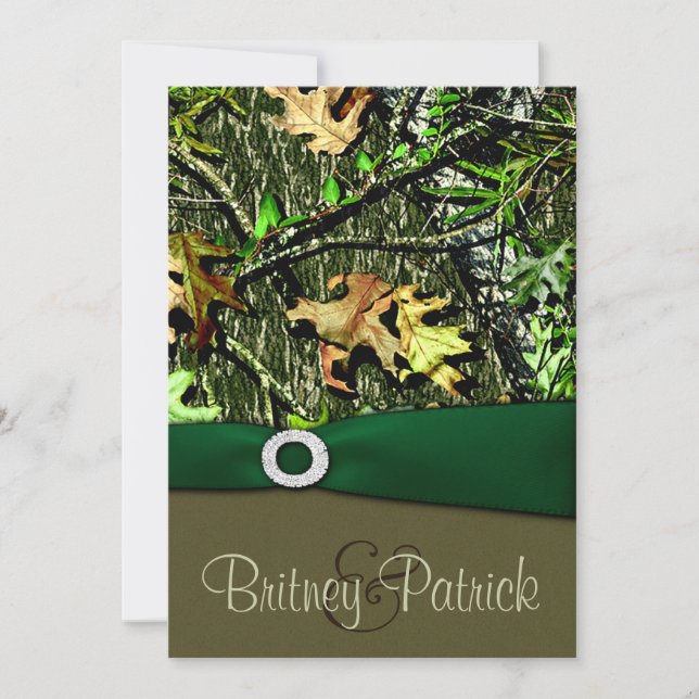 Invitations de mariage pour camo de chasse verte (Devant)