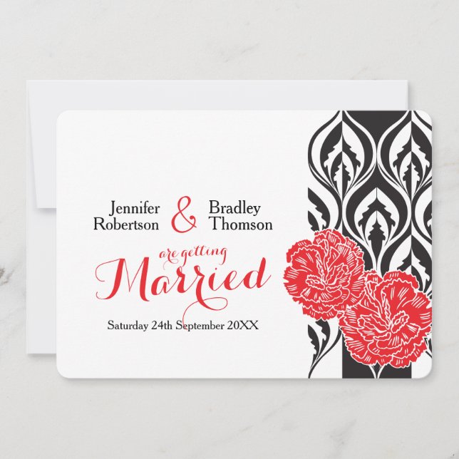Invitations de mariage pour carnation rouge de lux (Devant)