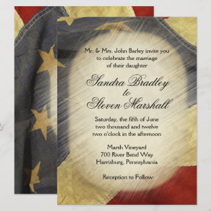 Invitations de mariage pour drapeau américain vint