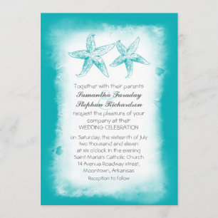 Invitations de mariage pour la plage bleue Ombre