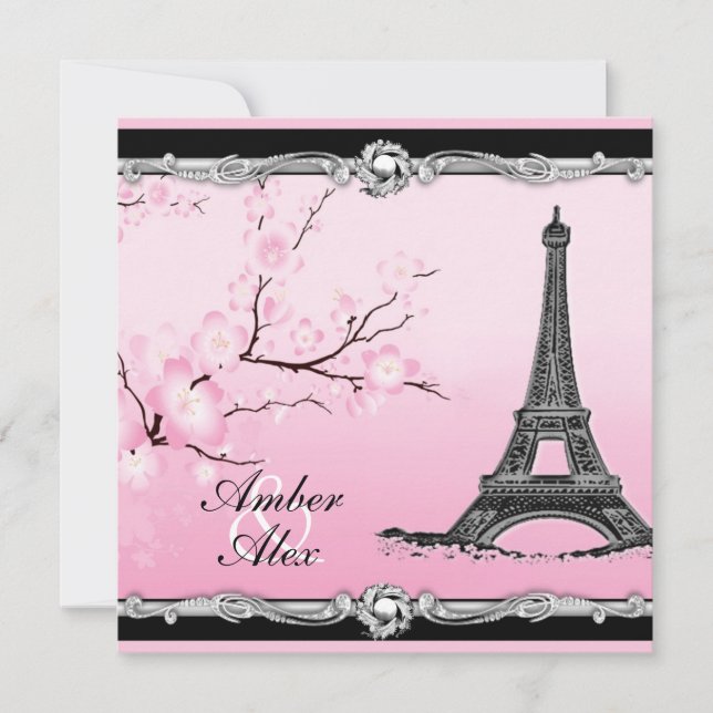 Invitations de mariage pour la tour Eiffel parisie (Devant)
