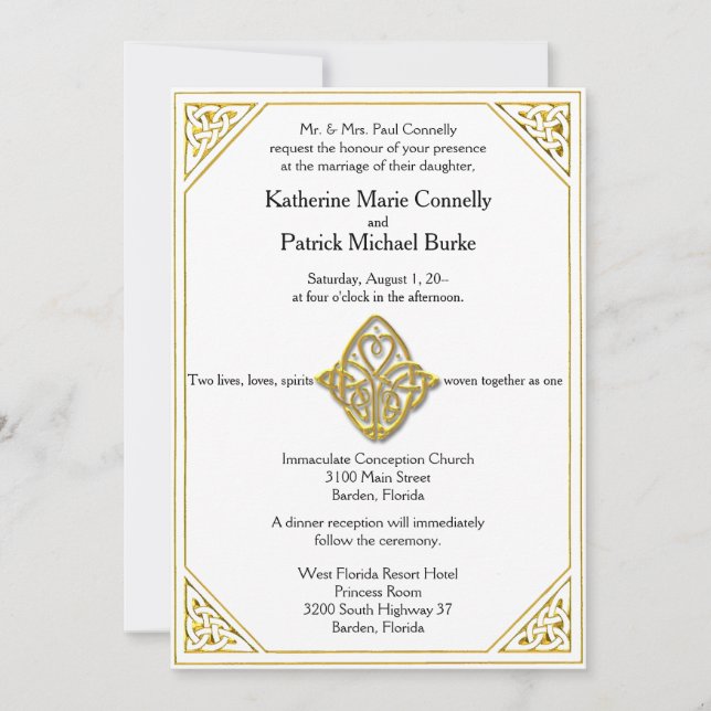 Invitations de mariage pour l'amour celte (Devant)