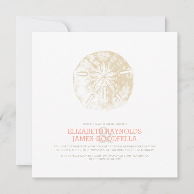 Invitations de mariage pour le dollar de sable (Devant)