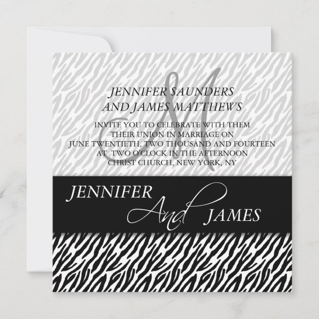 Invitations de mariage pour le modèle de zèbre noi (Devant)