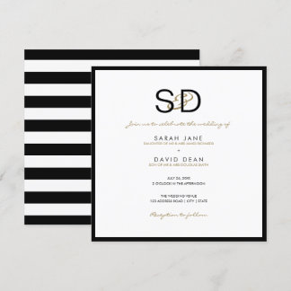 Invitations de mariage pour le monogramme noir et 