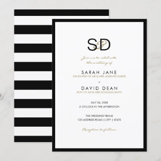 Invitations de mariage pour le monogramme noir et 