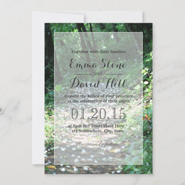Invitations de mariage pour le pétale forestier (Devant)