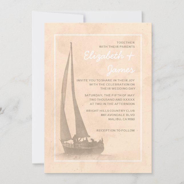 Invitations de mariage pour les bateaux élégants (Devant)