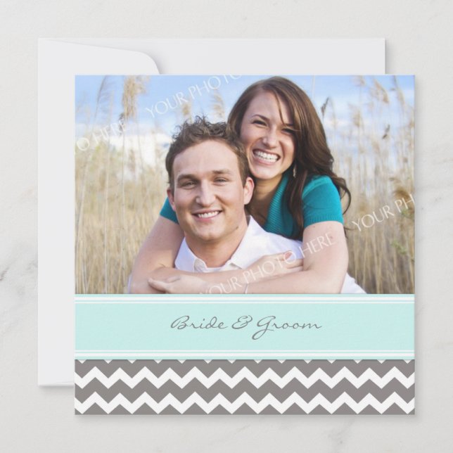 Invitations de mariage pour les photos Gray Blue C (Devant)