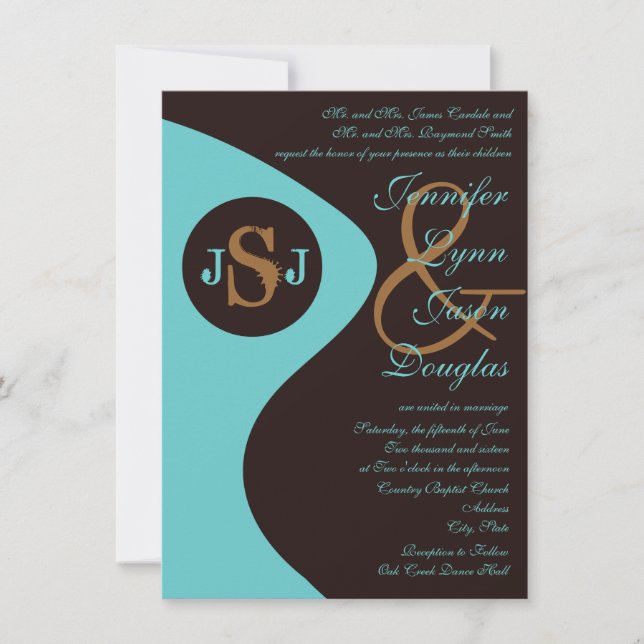 Invitations de mariage pour monogrammes de pays Br (Devant)