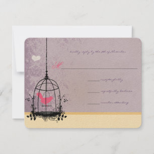 Invitations de mariage pour oiseaux roses et auber