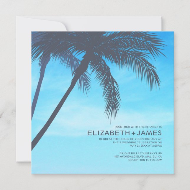 Invitations de mariage pour palmiers (Devant)