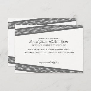 Invitations de mariage rayé noir & blanc moderne