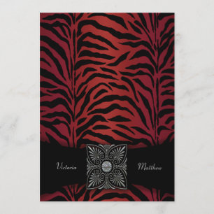 Invitations de mariage Red & Black Zebra