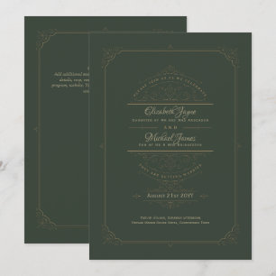 Invitations de mariage Régence Vert Vintage