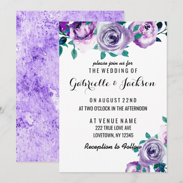 Invitations de mariage Rose à la menthe et au viol (Devant / Derrière)