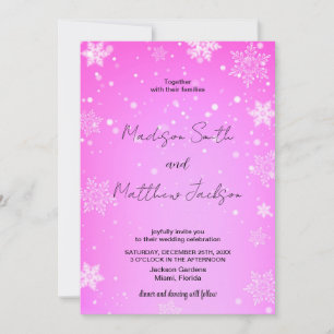 Invitations de mariage rose blanc neiges