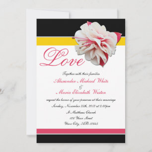 Invitations de mariage rose et jaune Fuchsia