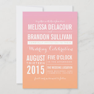 Invitations de mariage rose et orange Ombre