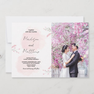 Invitations de mariage rose Fleur avec photo