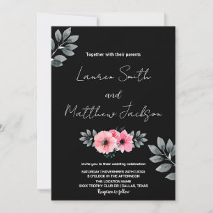 Invitations de mariage rose floral