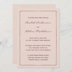 Invitations de mariage rose Gold Rose / Fig Enk En