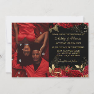 INVITATIONS DE MARIAGE ROSE ROUGE ET OR