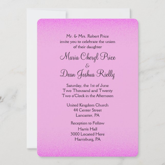 Invitations de mariage rose Shimmer (Devant)