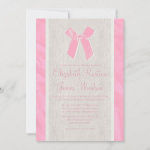 Invitations de mariage rose Vintage Bow & lin
