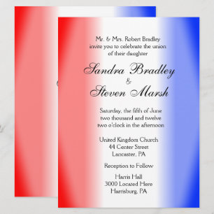Invitations de mariage rouge blanc et bleu