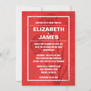 Invitations de mariage rouge Vintage rustique