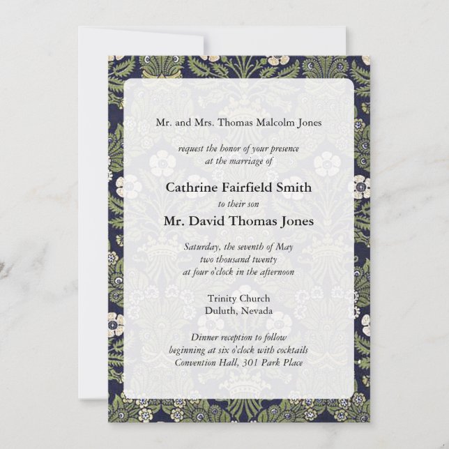 Invitations de mariage royal floral (Devant)