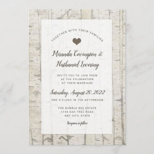 Invitations de mariage Rustic Birch