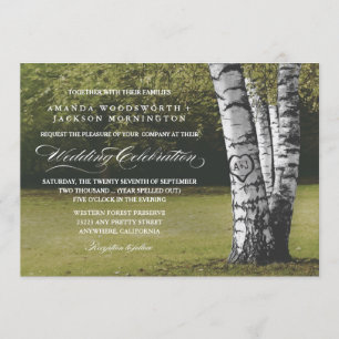 Invitations de mariage rustique Carved Heart Birch